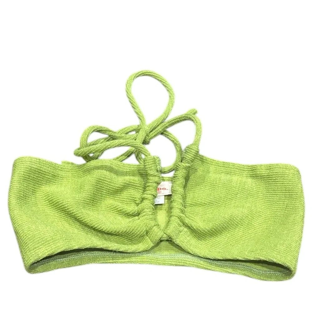 Showpo Lime Green Two-Piece set size 2, stretchy cozy loungewear pull on pants